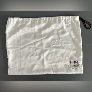 COACH Dust Bag White Satin Drawstring with Black Logo, Size 19" x 23"